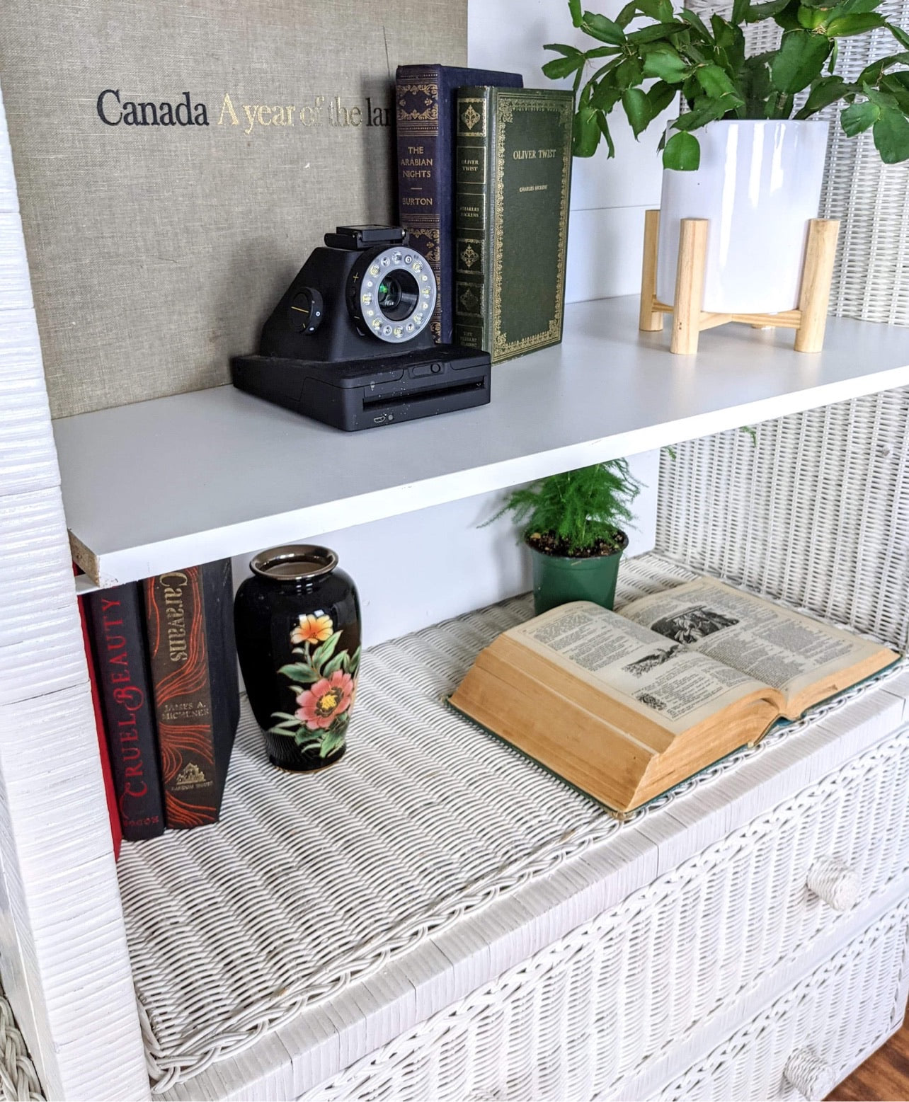 The White Wicker Shelving Unit