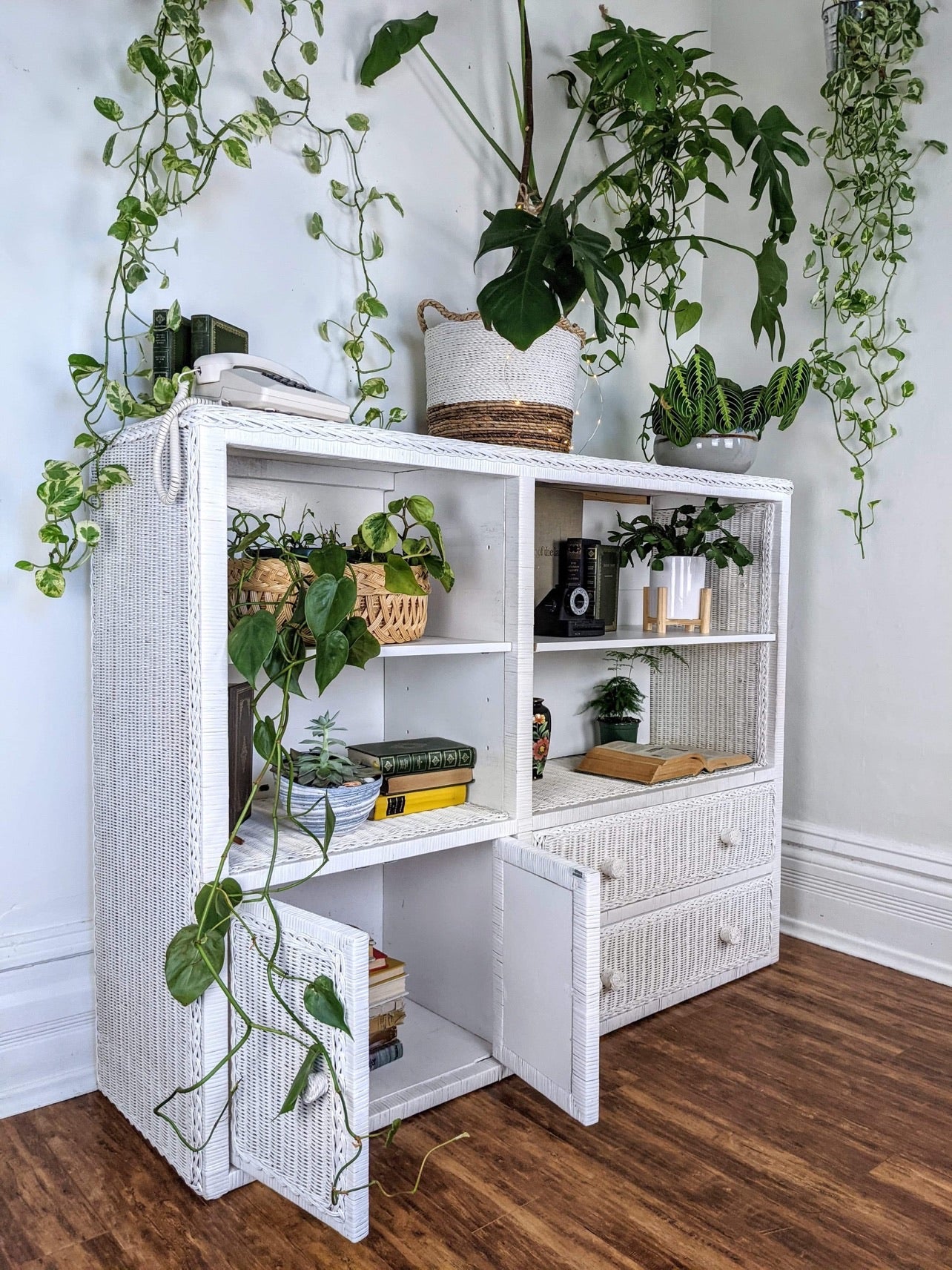 The White Wicker Shelving Unit