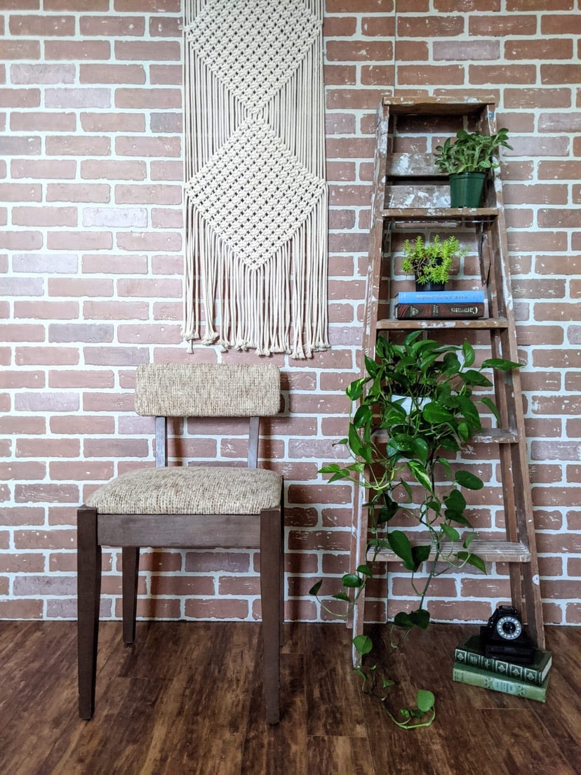 Tweed Teak Style Chair Vintage Retro Brown Oatmeal Victoria BC Thrift