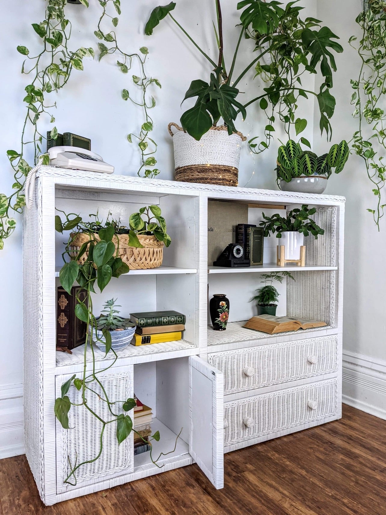 The White Wicker Shelving Unit