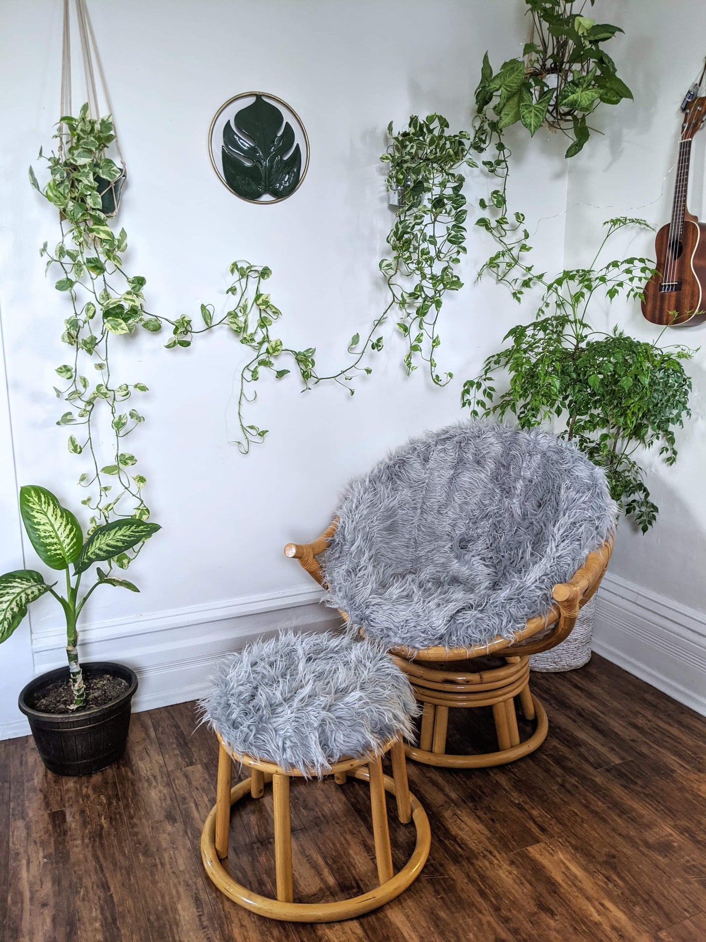 The Silver Yeti Rattan Swivel Chair
