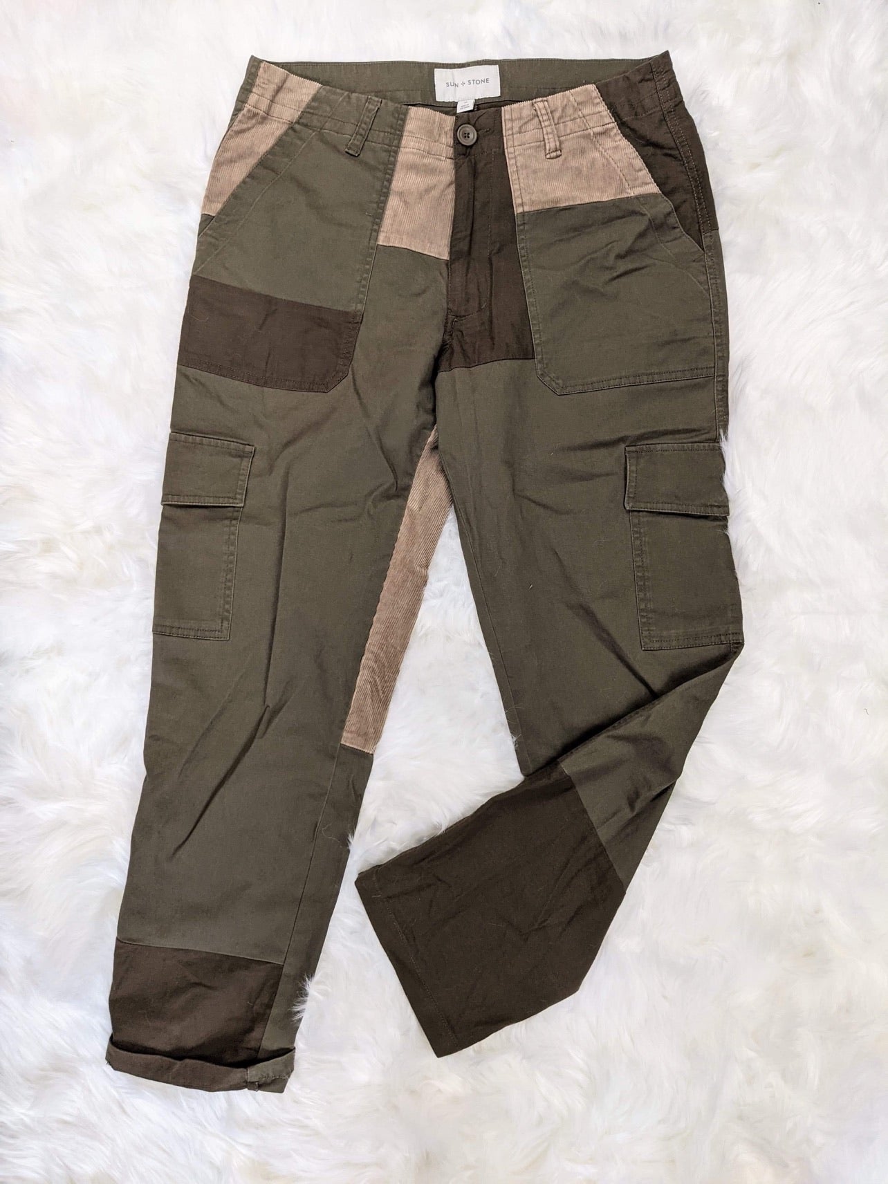 fatigue style pants patch pockets cargo pants army military streetwear corduroy