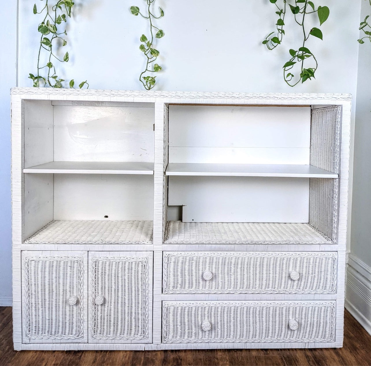 The White Wicker Shelving Unit