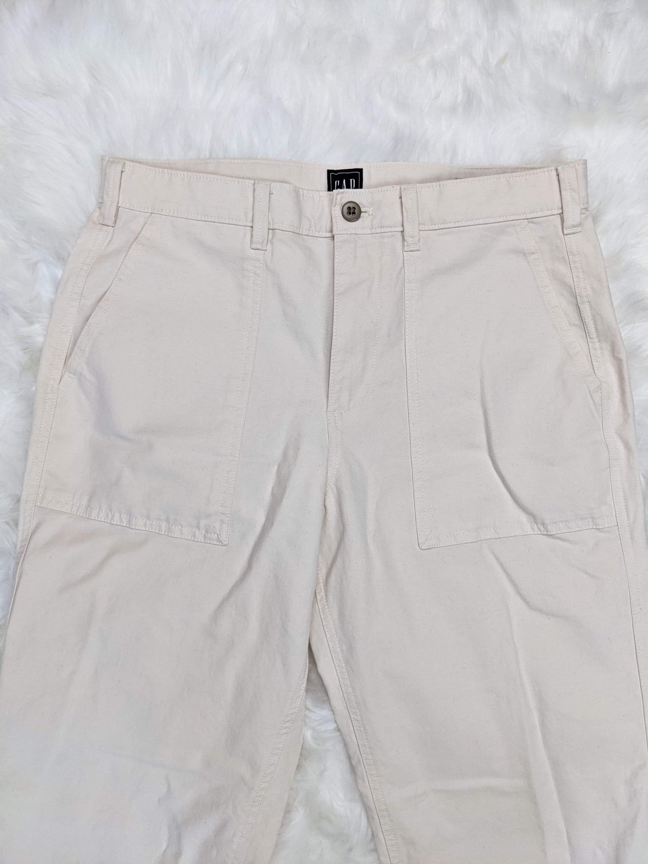 fatigue pants military army style patch pockets white retro style