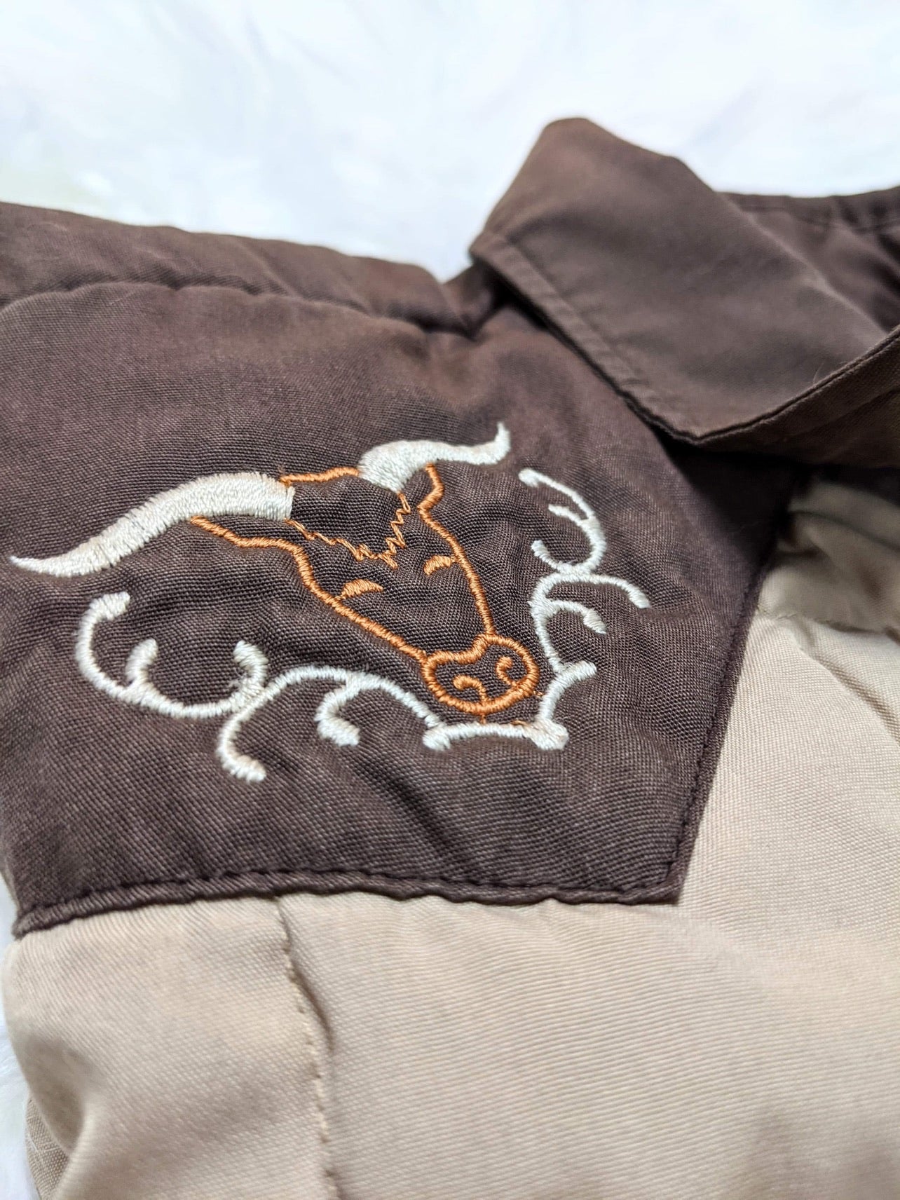 western shirt jacket overshirt quilted beige brown mens bulls 70s style vintage retro