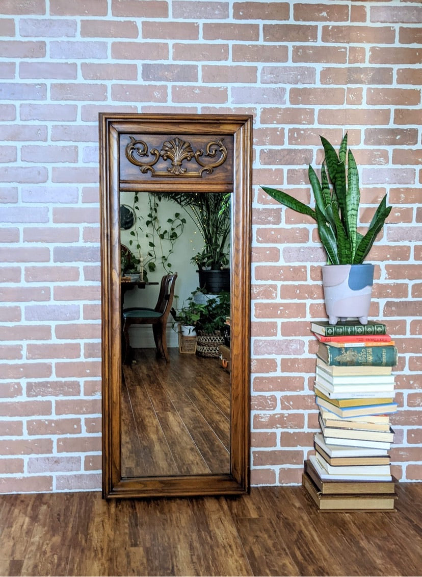 Vintage Solid Oak Mirror Brown Victoria BC Furniture