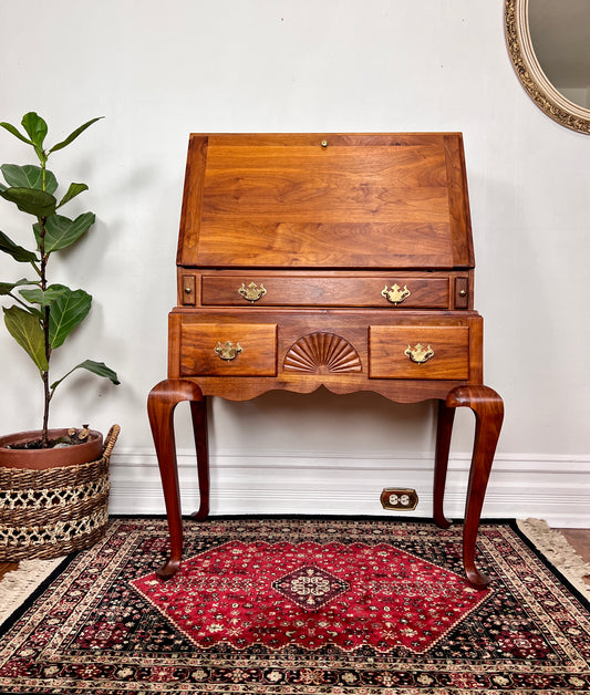 This is a beautiful custom made solid fruit wood secretary desk.