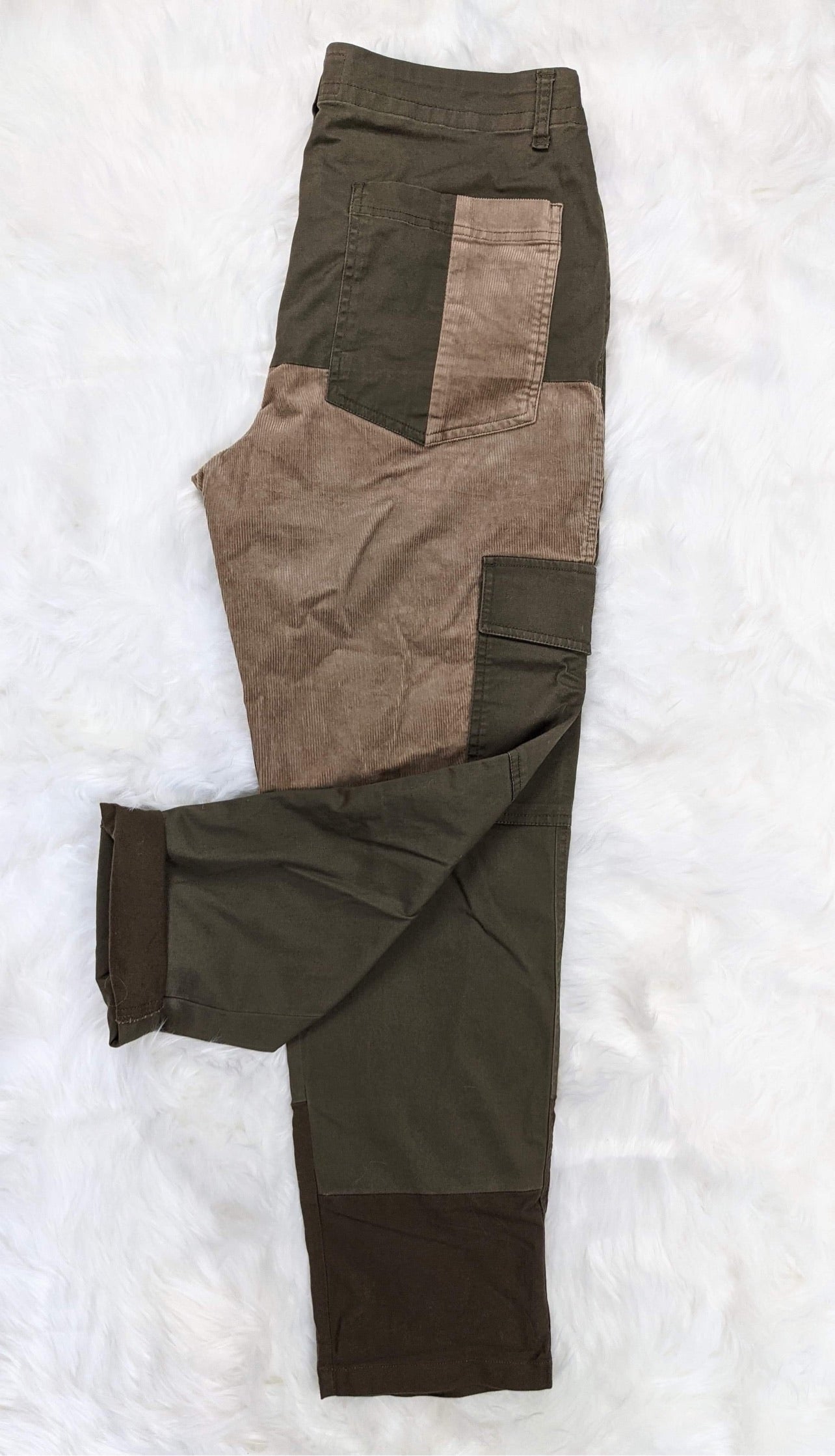 fatigue style pants patch pockets cargo pants army military streetwear corduroy