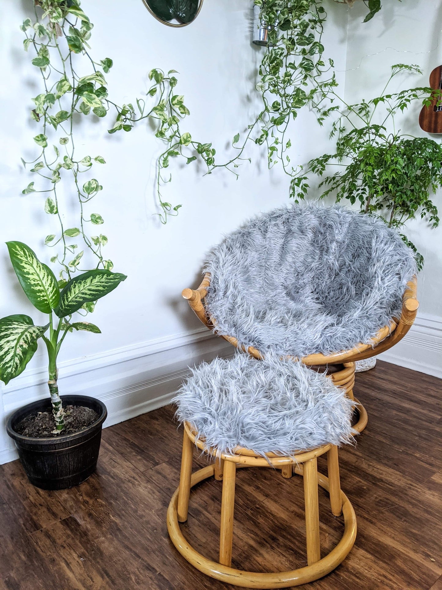 The Silver Yeti Rattan Swivel Chair