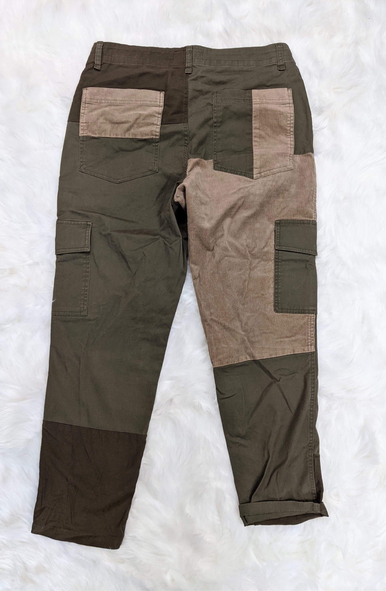 fatigue style pants patch pockets cargo pants army military streetwear corduroy