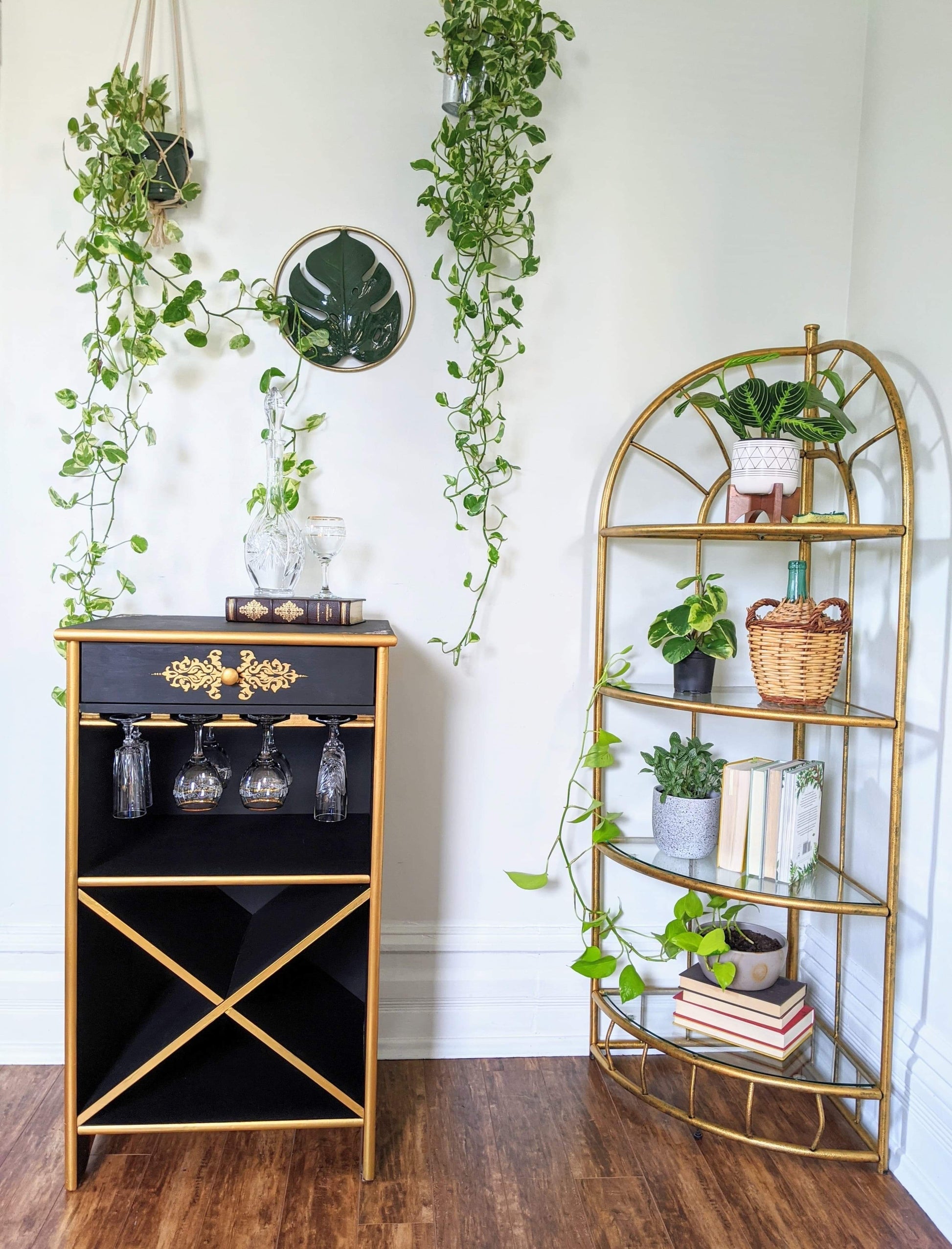 Great Gatsby Art Deco 1920's 1930's Style Black Gold Bar Cabinet Wood Vintage Retro Rare Victoria BC Canada Secondhand Thrift Antique