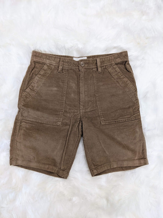 retro vintage style corduroy shorts fatigue style pockets military army style brown mens shorts 