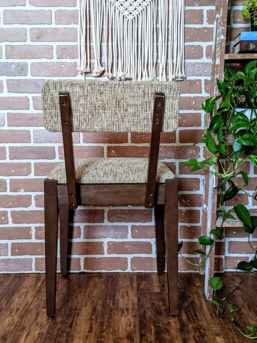 Tweed Teak Style Chair Vintage Retro Brown Oatmeal Victoria BC Thrift