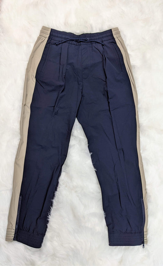 track pants blue beige stripes retro style