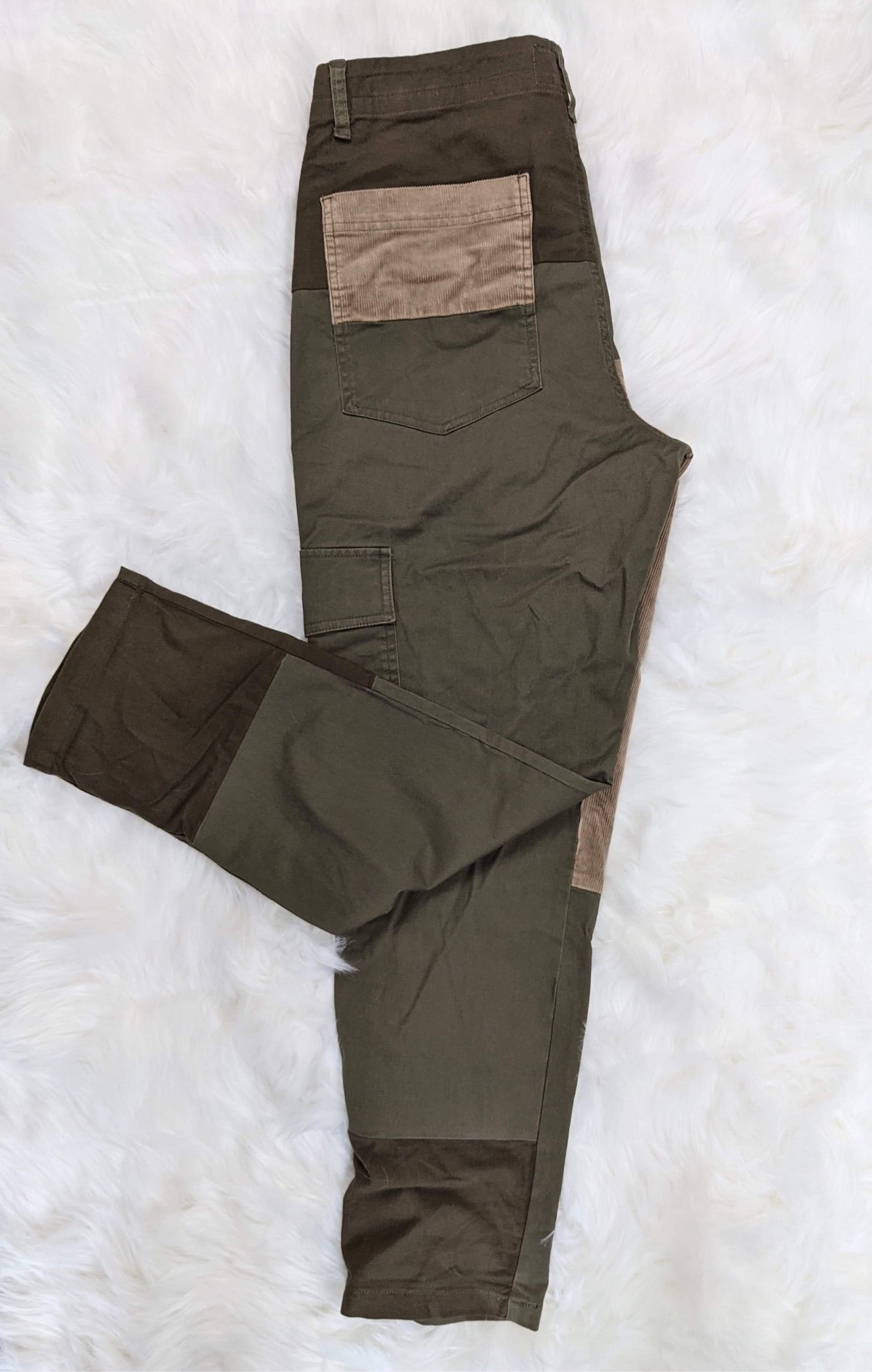 fatigue style pants patch pockets cargo pants army military streetwear corduroy