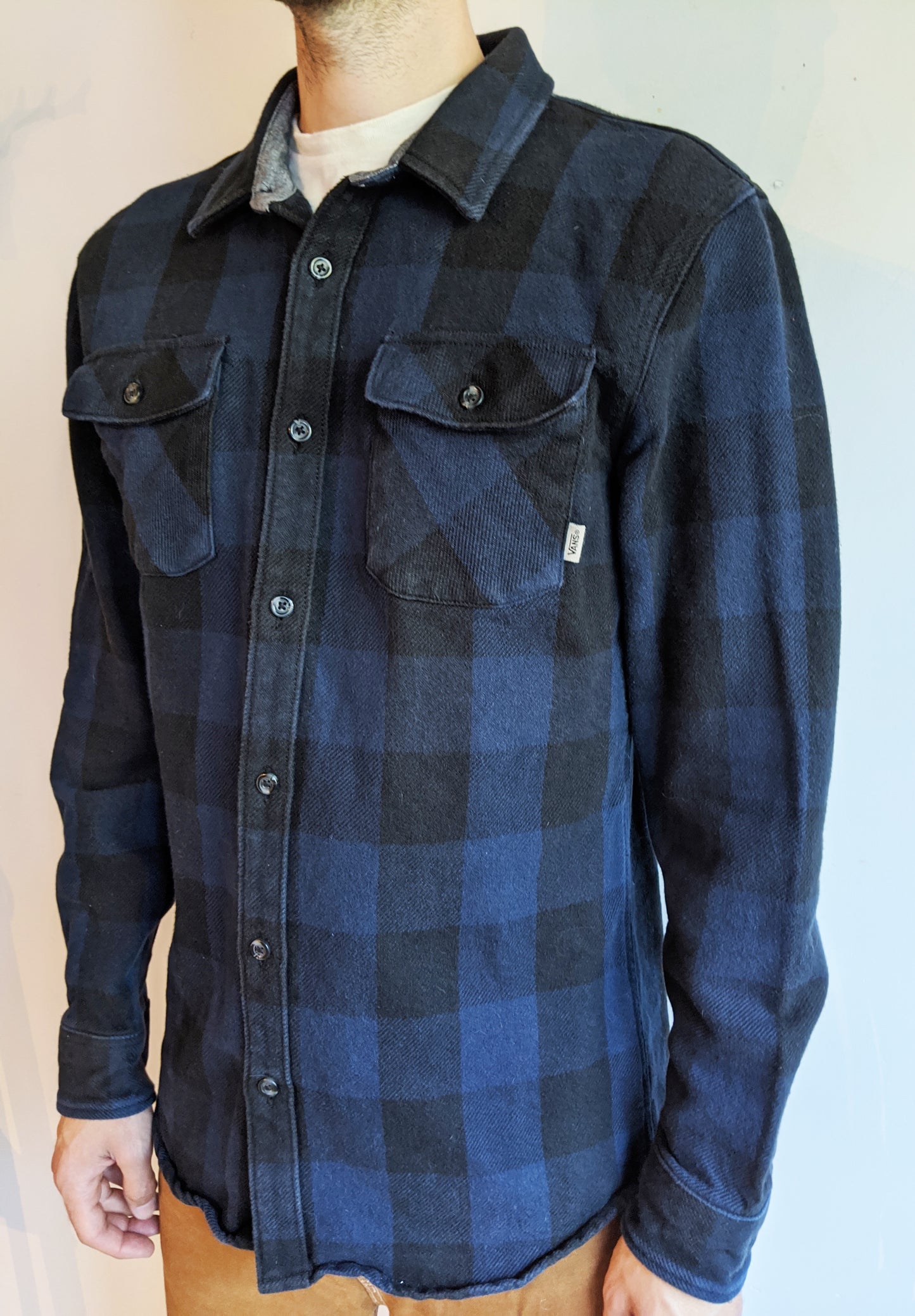 Mens Vans Plaid Blue & Black Work Shirt