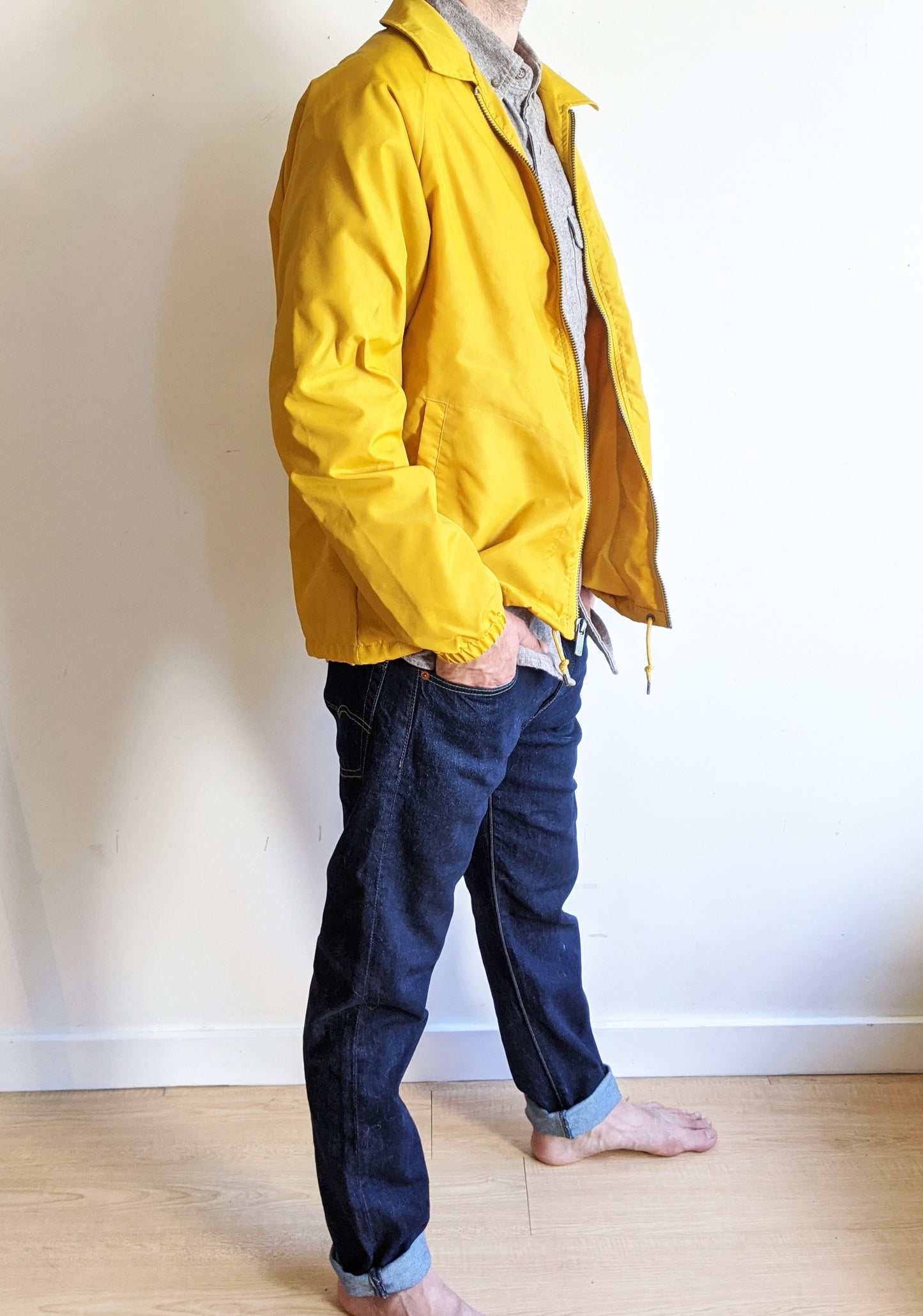 Coach Jacket Yellow Raincoat Men Brixton