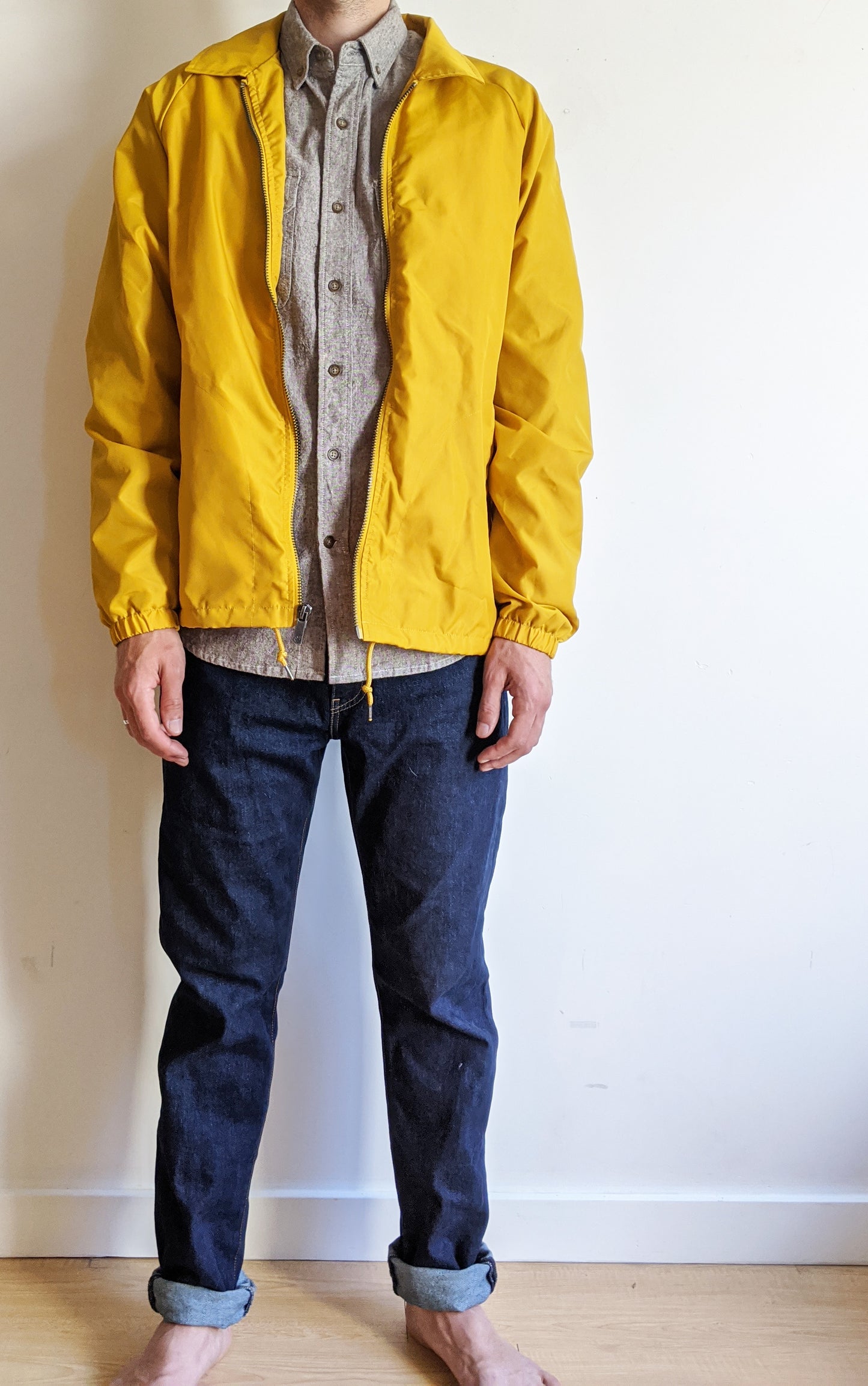Coach Jacket Yellow Raincoat Men Brixton